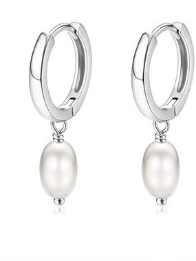 #125 Gold Plated Pearl Drop Huggie Earrings